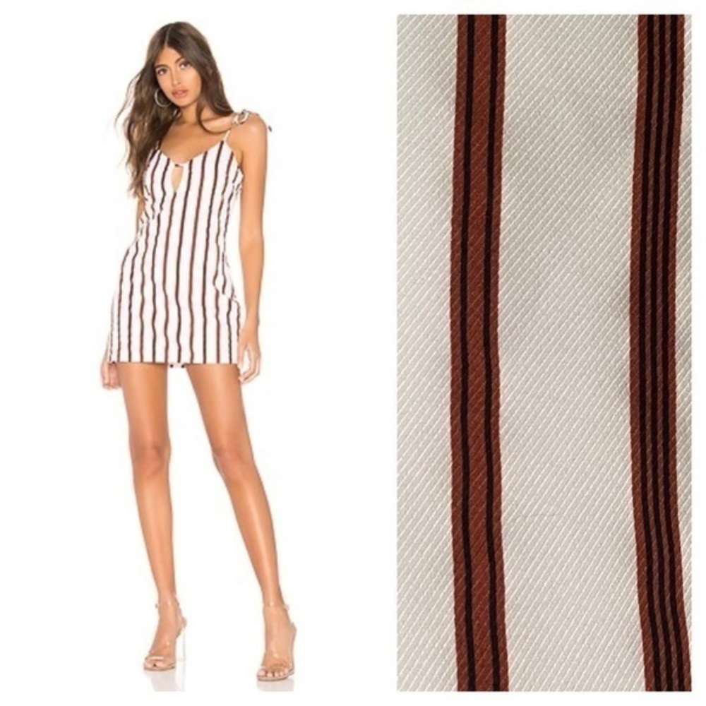 Revolve Superdown Rust Stripe Delilah Keyhole Tie Mini Dress Large
